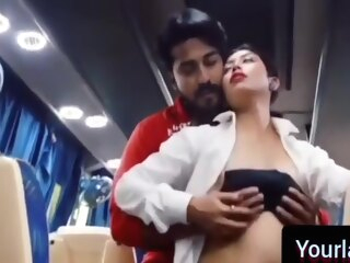 indian Love And Sex In Moving Bus brunette stockings
